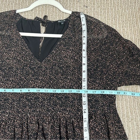 Madewell Crinkle Georgette V-Neck Babydoll Dress in Brushed Texture - Picture 15 of 16